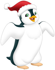 Cartoon happy bird penguin animal isolated illustration for children