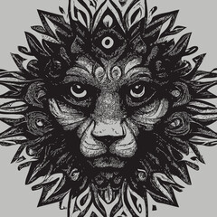 illustration vector graphic of lion face in hand draw mandala tribal style perfect for t-shirt, poster or edit and customize your design, card, banner, social media