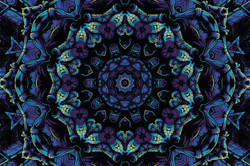 Vector hand drawn colorful mandala art with abstract floral ethnic ornament