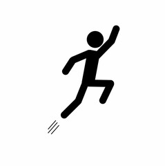 Fototapeta na wymiar stick man jumping up, sport, human figure, pictogram isolated on white background