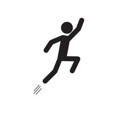 stick man jumping up, sport, human figure, pictogram isolated on white background