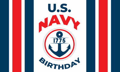 The United States Navy birthday on October 13th, officially recognized date of U.S. Navy’s birth. Background, poster, greeting card, banner design. 