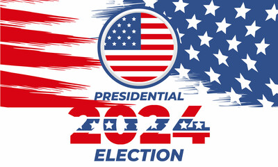 Fototapeta na wymiar 2024 United States of America Presidential Election banner. Election banner Vote 2024 with Patriotic Stars. November 5. 