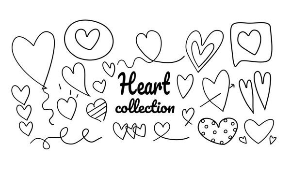 heart collection,heart doodle vector set,cute heart