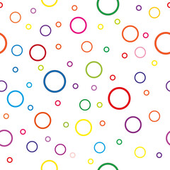 Seamless pattern with multicolored rings. Geometric background seamless simple pattern with colored circles for print production