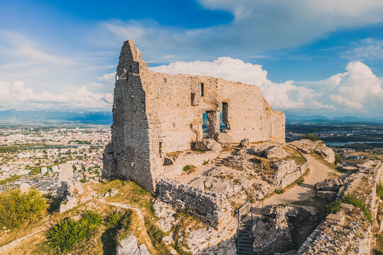 Castle de Crussol - in the commune of Saint-Péray that dominates the valley of Rhône - Rhône-Alpes