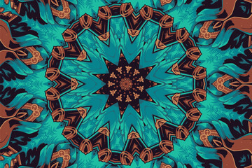 Colorful mandala with floral ornament pattern on the background
