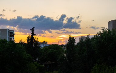 dawns in the Carabanchel neighborhood of Madrid, Spain