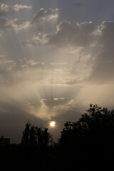 dawns in the Carabanchel neighborhood of Madrid, Spain