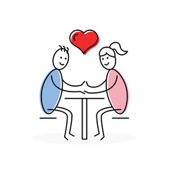 Couple in love stickman illustration. Man and woman dating. Stick figures concept.