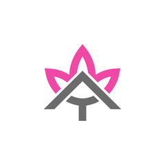 Letter A Combination With Lotus,Elegant Minimalist Style Logo Design