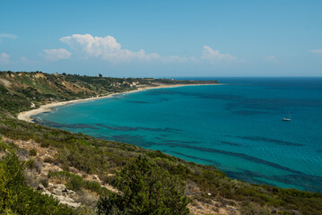 Mounda beach and beautiful turquoise sea, Kefalonia (Cephalonia) island, Greece.