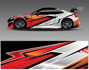 Fototapeta premium Graphic abstract stripe racing background designs for vehicle rally race adventure and car racing livery