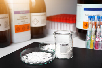 zinc oxide in glass, chemical in the laboratory