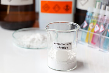 ammmonium chloride in glass, chemical in the laboratory