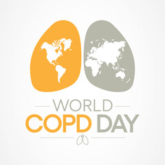World COPD day (Chronic Obstructive Pulmonary Disease) is observed every year in November, is the name for a group of lung conditions that cause breathing difficulties. Vector illustration
