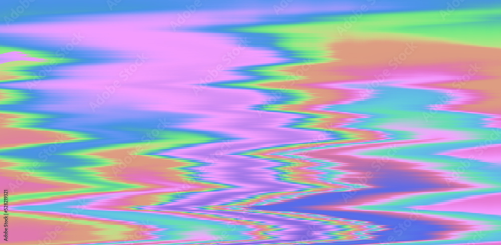 Poster Glitched and distorted texture of a broken computer screen. Holographic psychedelic texture.