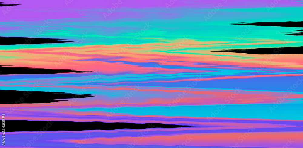 Aufkleber Glitched and distorted holographic background with pixel sorting effect. Analog TV or computer screen.