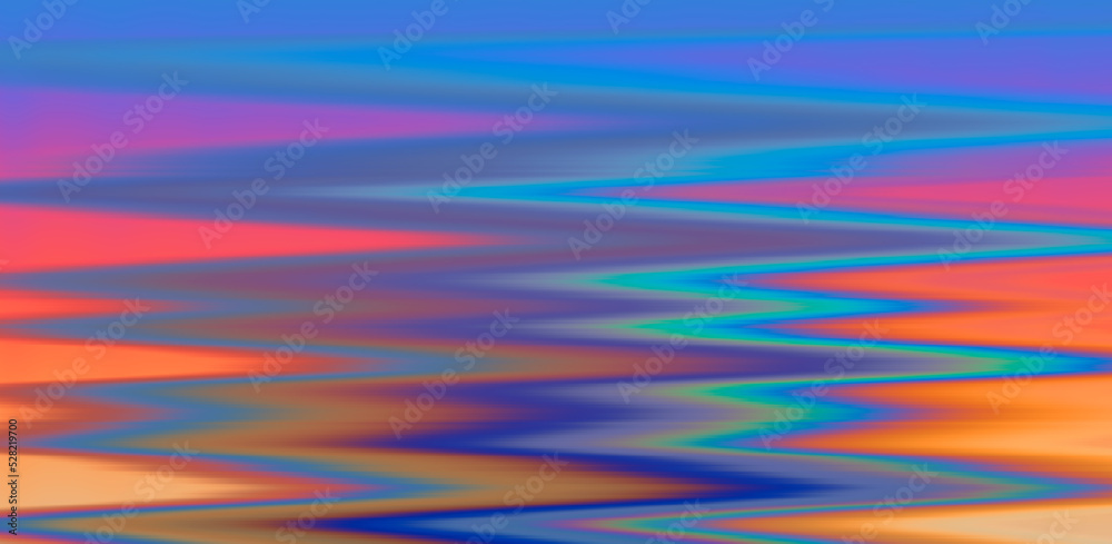 Poster Glitched and distorted holographic background with pixel sorting effect. Analog TV or computer screen.