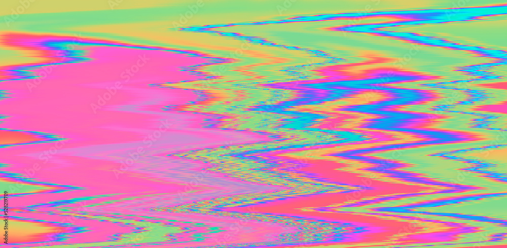 Aufkleber Glitched and distorted holographic background with pixel sorting effect. Analog TV or computer screen.
