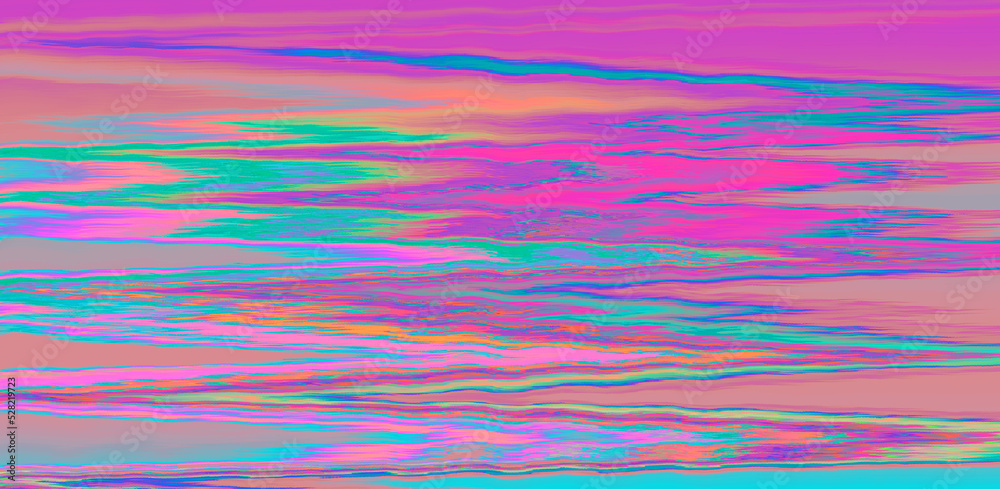 Aufkleber Glitched and distorted holographic background with pixel sorting effect. Analog TV or computer screen.