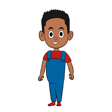 American Black Boy Cartoon Character	