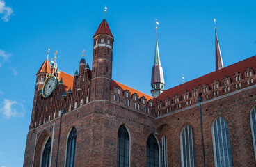 Fototapeta na wymiar Gdansk, Poland. Facade of the old Bazylika Mariacka church in the old town