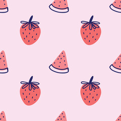 cute handraw fruits seamless pattern design vector for wrapping paper 