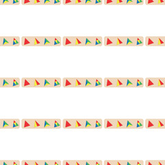 Wooden toys for kids games. Baby seamless pattern with Montessori subject. Education logic toys for preschool kids. Montessori system for early childhood development.