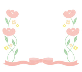 お花とリボンのあしらい　フレーム