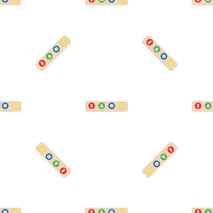 Wooden toys for kids games. Baby seamless pattern with Montessori subject. Education logic toys for preschool kids. Montessori system for early childhood development.