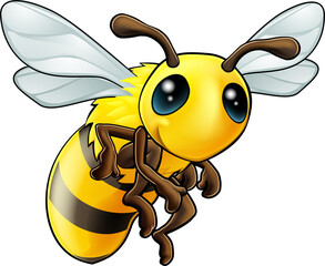 Cute Bee Character - obrazy, fototapety, plakaty