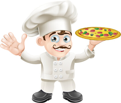 Italian pizza chef cartoon