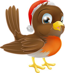 Robin bird in a Santa Hat