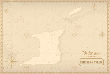 Fototapeta na wymiar Map of Trinidad and Tobago in the old style, brown graphics in retro fantasy style