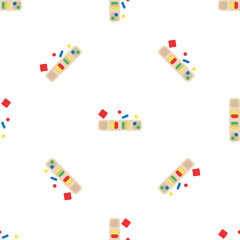 Wooden toys for kids games. Baby seamless pattern with Montessori subject. Education logic toys for preschool kids. Montessori system for early childhood development.