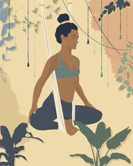 Flat illustration of a yoga poster