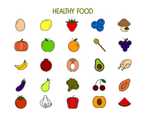 Hand-drawn healthy food