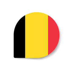 Belgium drop flag icon with shadow on white background.