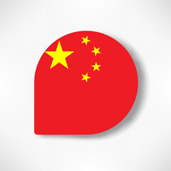 China drop flag icon with shadow on white background.