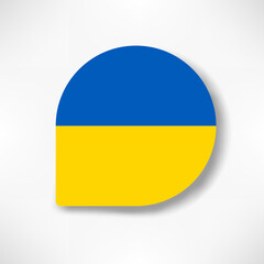 Ukraine drop flag icon with shadow on white background.