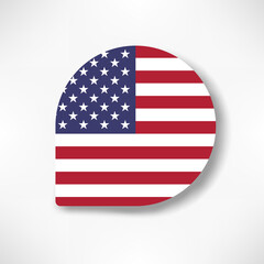 United States drop flag icon with shadow on white background.