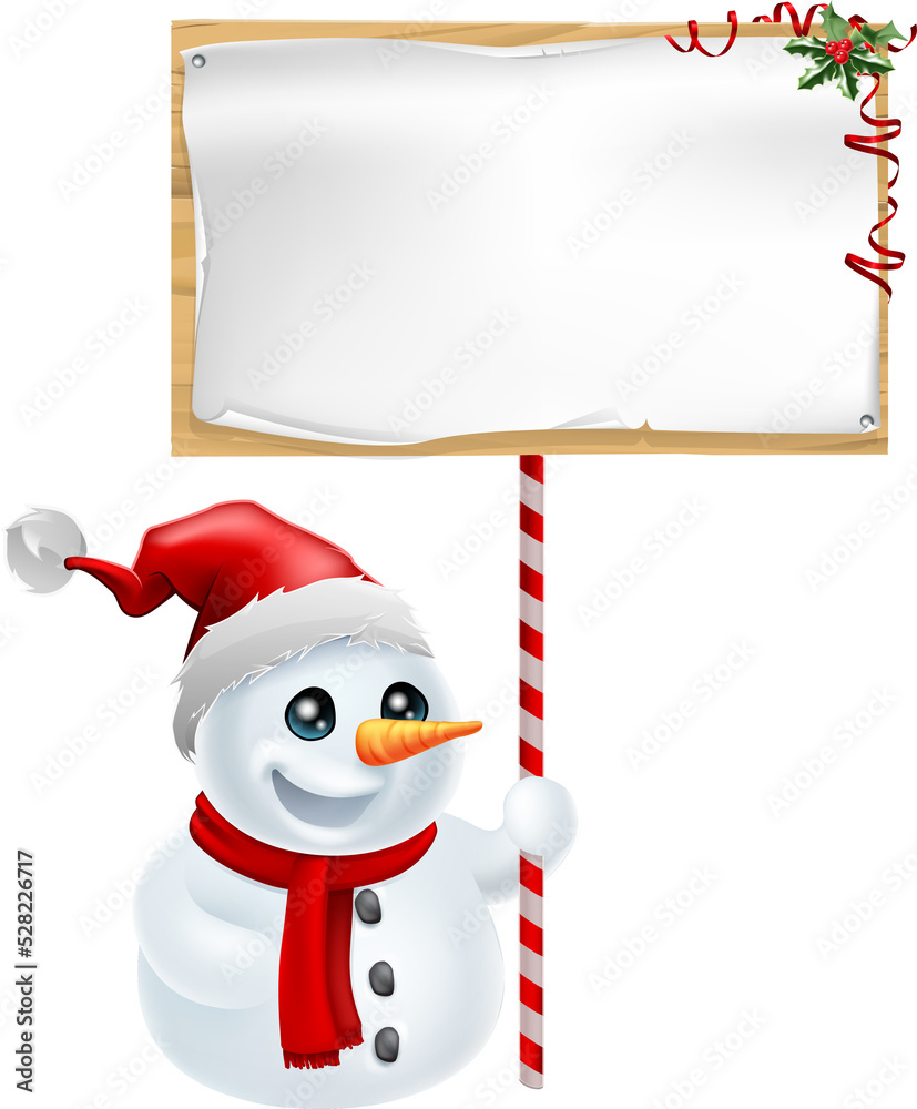 Sticker christmas snowman and sign