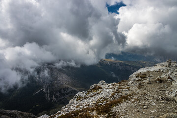 Mountain trail Lagazuoi in Dolomites
