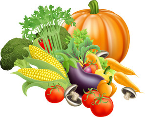Naklejka na ściany i meble Healthy fresh produce vegetables