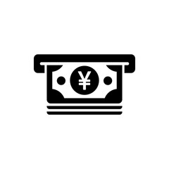 Withdraw Yen Icon or Withdrawal of Yen Money Icon On White Background Isolated. Suitable for ATM icons or cash withdrawal icons on ATM machines or as a sign of cash withdrawals on apps based finance