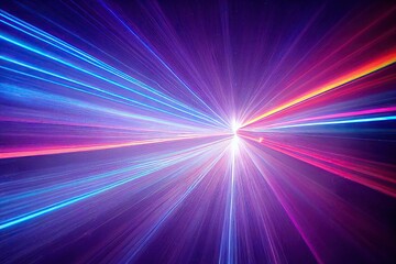 Neon lines rays of light in speed, vertical abstract glowing background. Dynamic effect futuristic cyberpunk digital fast movement bright laser blue purple backdrop, creative cosmic abstract motion.