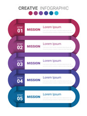 Infographic design template with numbers 5 option can be used for workflow layout, diagram, number step up options. 