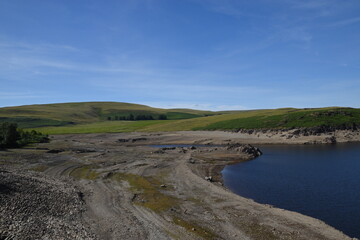 the top lake at elan valley during the 2022 drought in the uk