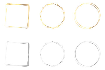 Vector isolated set of decorative gold and silver frames